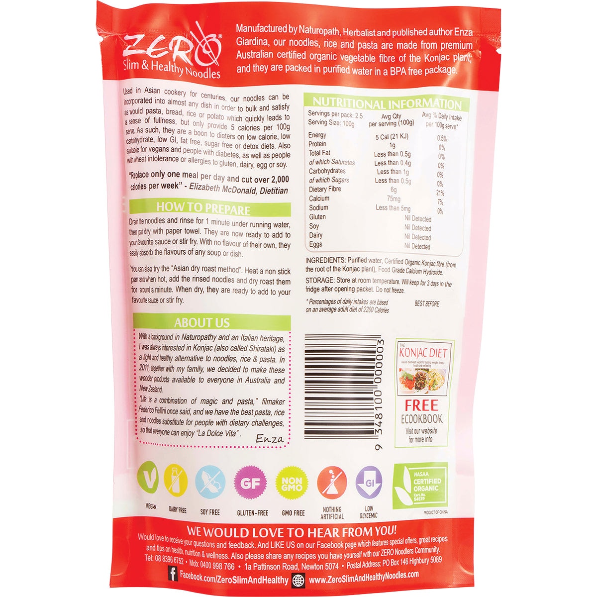 Zero Slim & Healthy Certified Organic Konjac Rice Style 400g