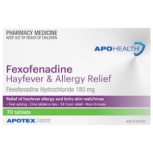APOHEALTH Fexofenadine 180mg Hayfever & Allergy Relief 70 Tablets