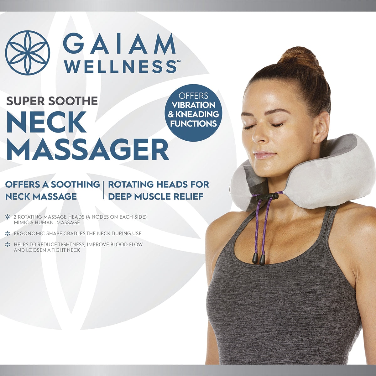 Gaiam Grey Massage - Wellness Super Soothe Neck Massager
