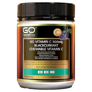 GO Healthy Vitamin C 500mg Blackcurrant 200 Chewable Tablets