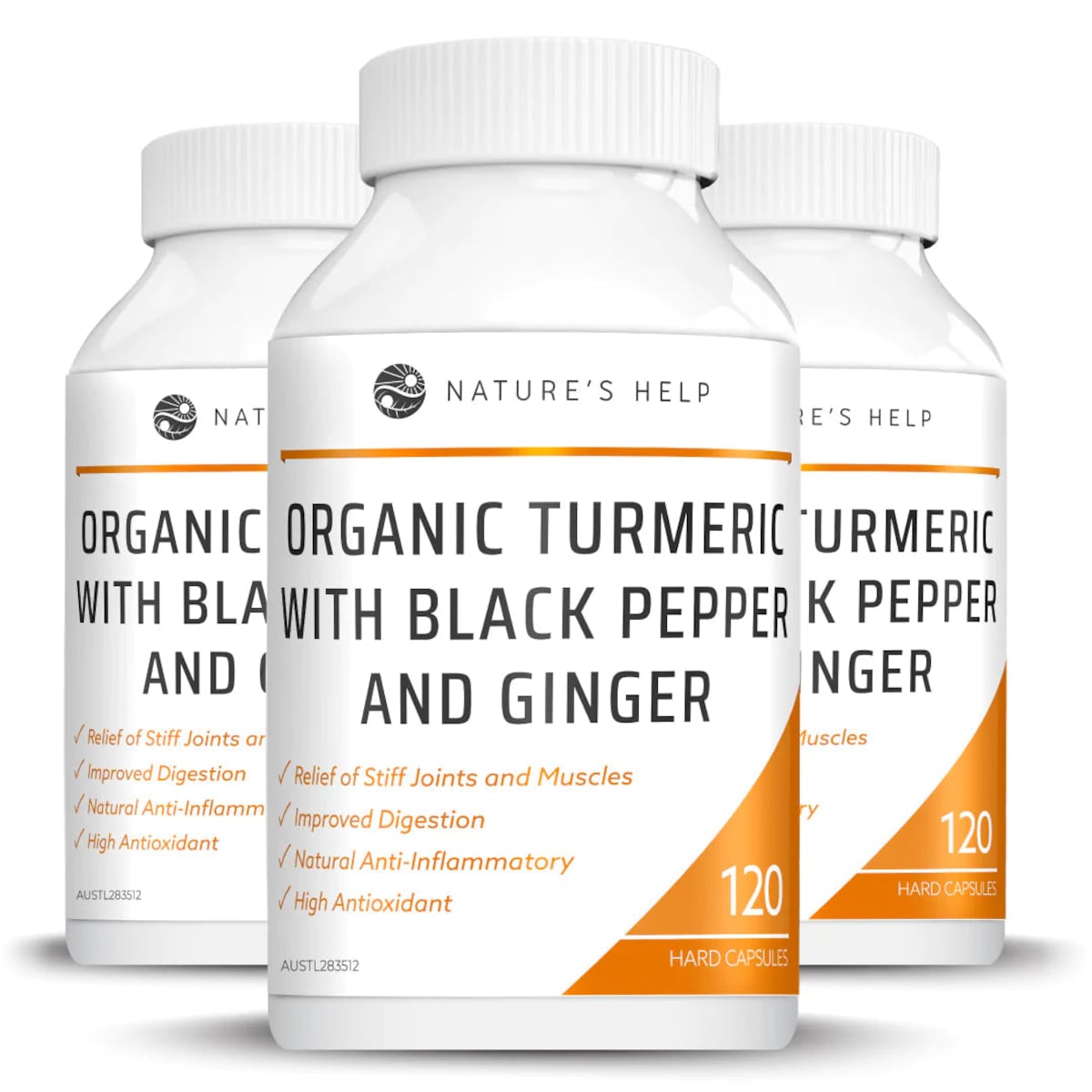Nature's Help Organic Turmeric with Black Pepper and Ginger 3 Pack