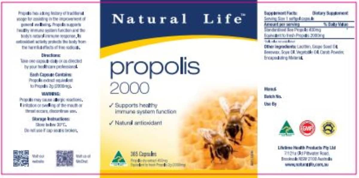 Natural Life Propolis 2000mg 365 Capsules