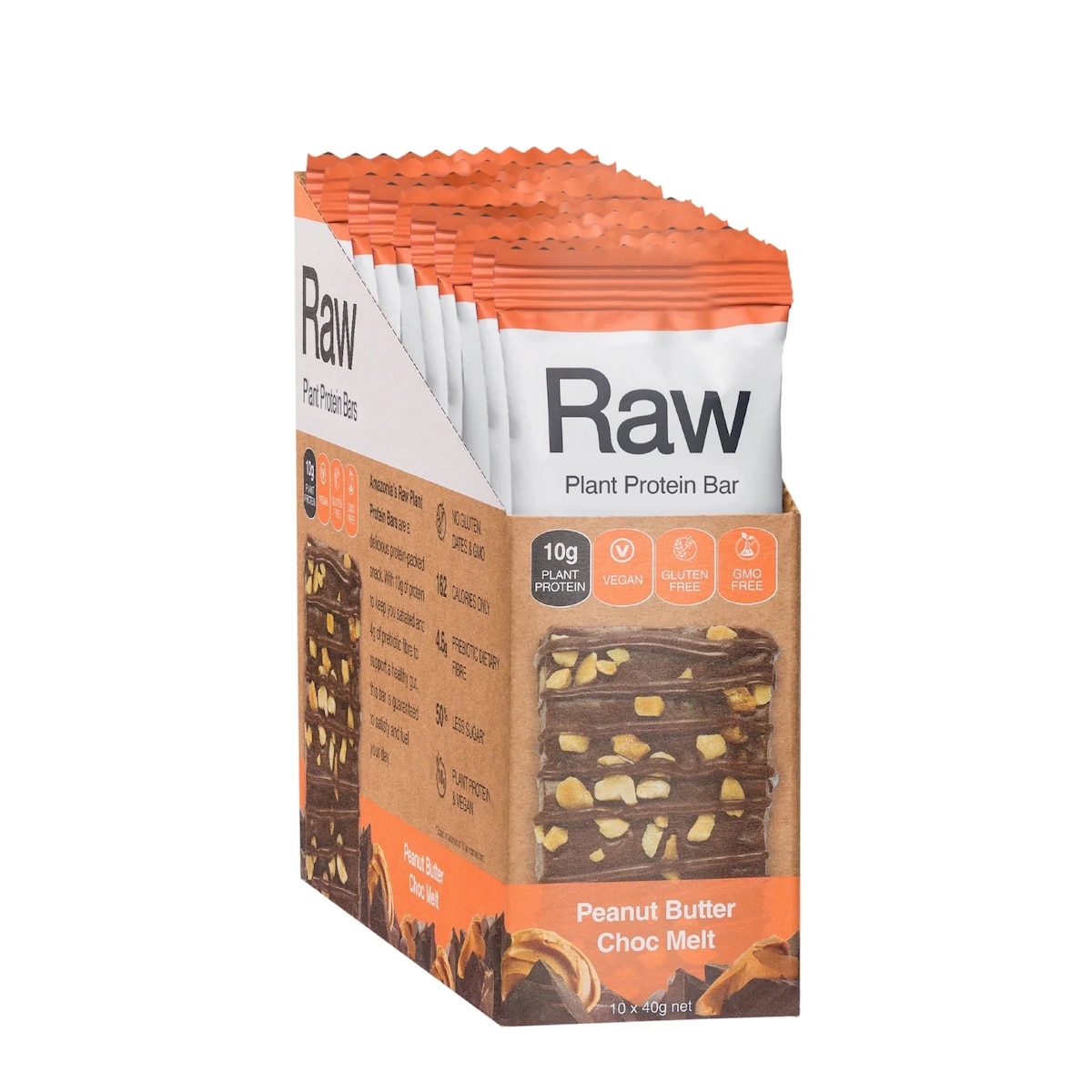 Amazonia Raw Plant Protein Bars Peanut Butter Choc Melt 10 x 40g