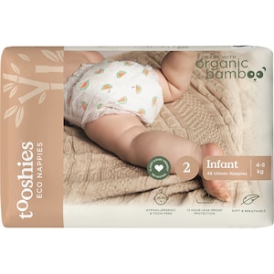 Tooshies Nappies With Organic Bamboo Size 2 Infant - 4-8kg