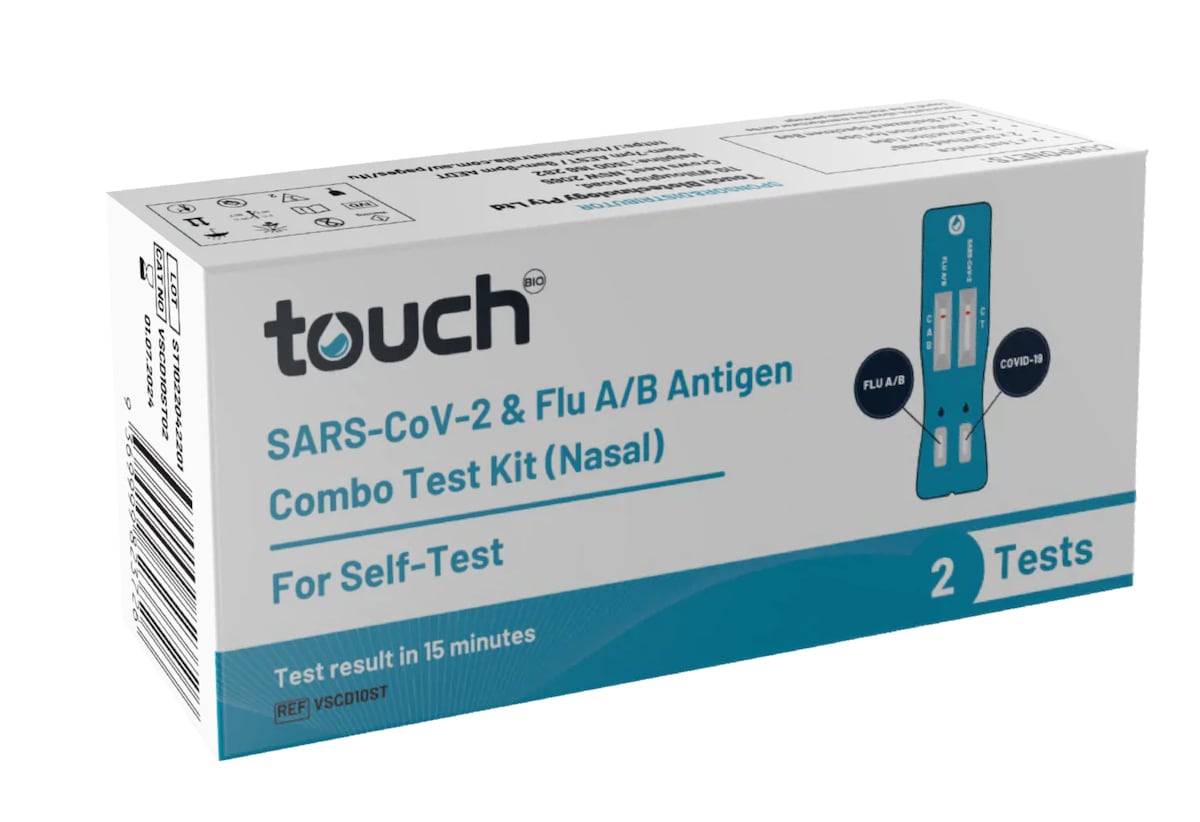 2SAN Touchbio COVID-19 & Flu A/B Rapid Antigen Combo Test 2 Kit 2 Pack