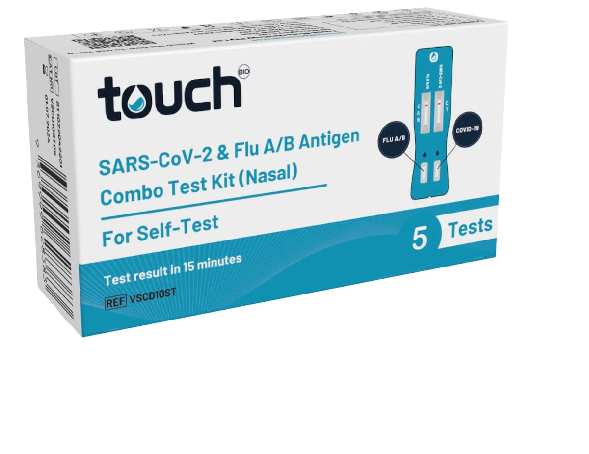 2SAN Touchbio COVID-19 & Flu A/B Rapid Antigen Combo Test 2 Kit 5 Pack