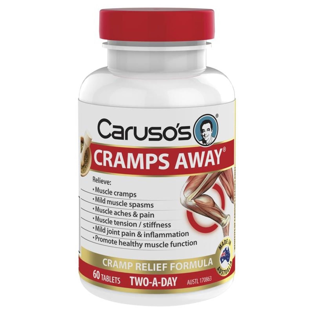 Carusos Cramps Away 60 Tablets | Healthylife Australia