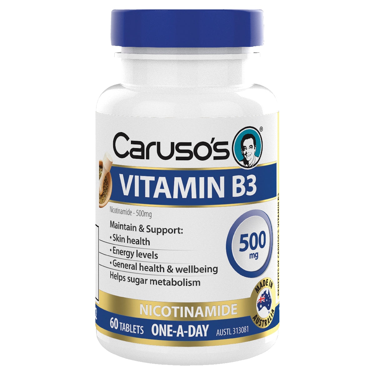 Carusos Vitamin B3 Nicotinamide 500mg 60 Tablets Australia