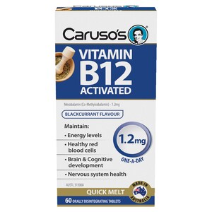 Carusos Vitamin B12 Activated Quick Melt 60 Tablets