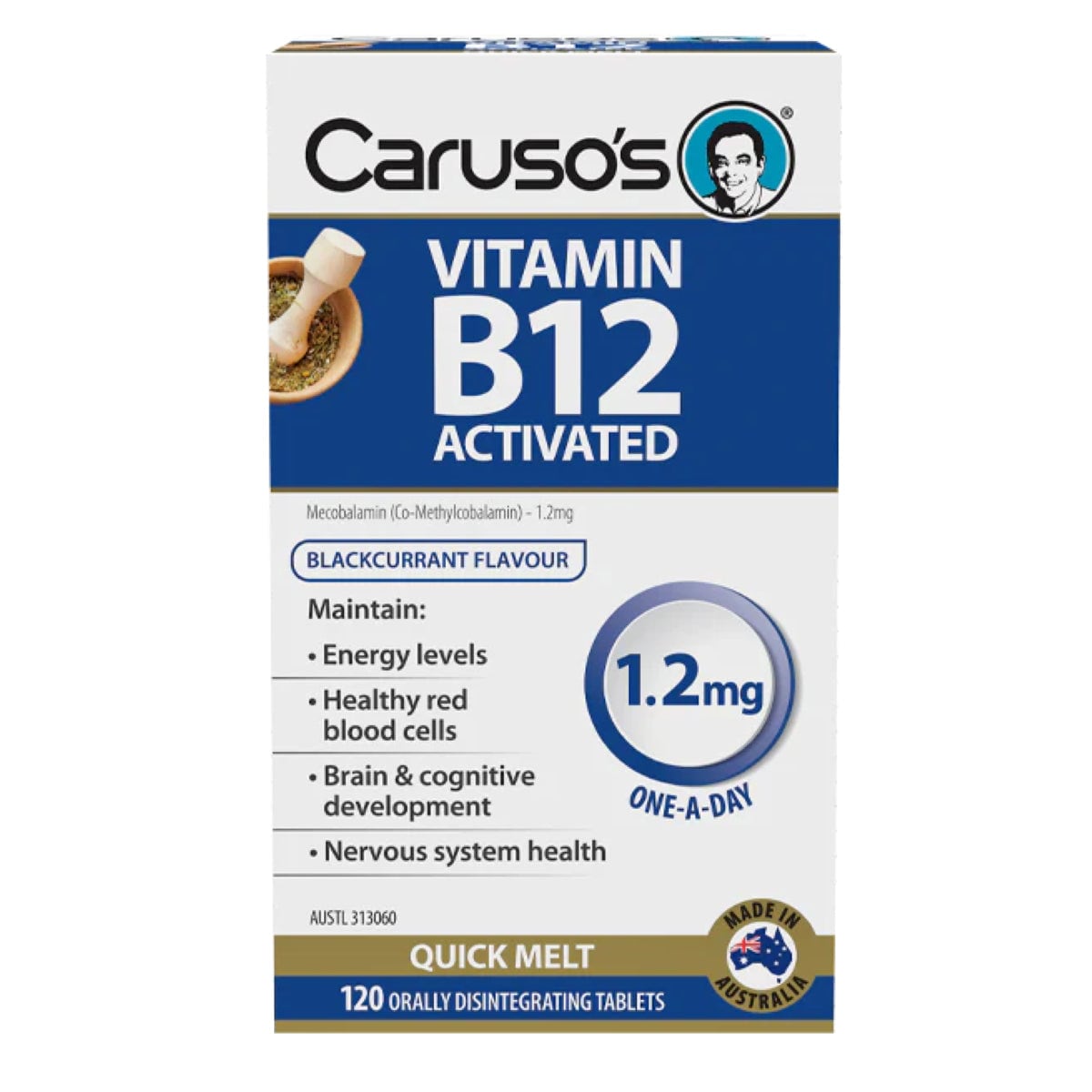 Carusos Vitamin B12 Activated Quick Melt 120 Tablets Australia