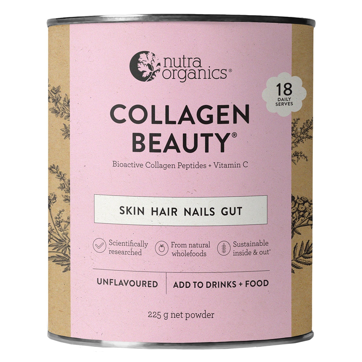 Nutra Organics Collagen Beauty Powder Unflavoured 225g