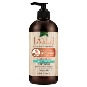 Akin Fragrance Free Mild & Gentle Body Wash 500ml