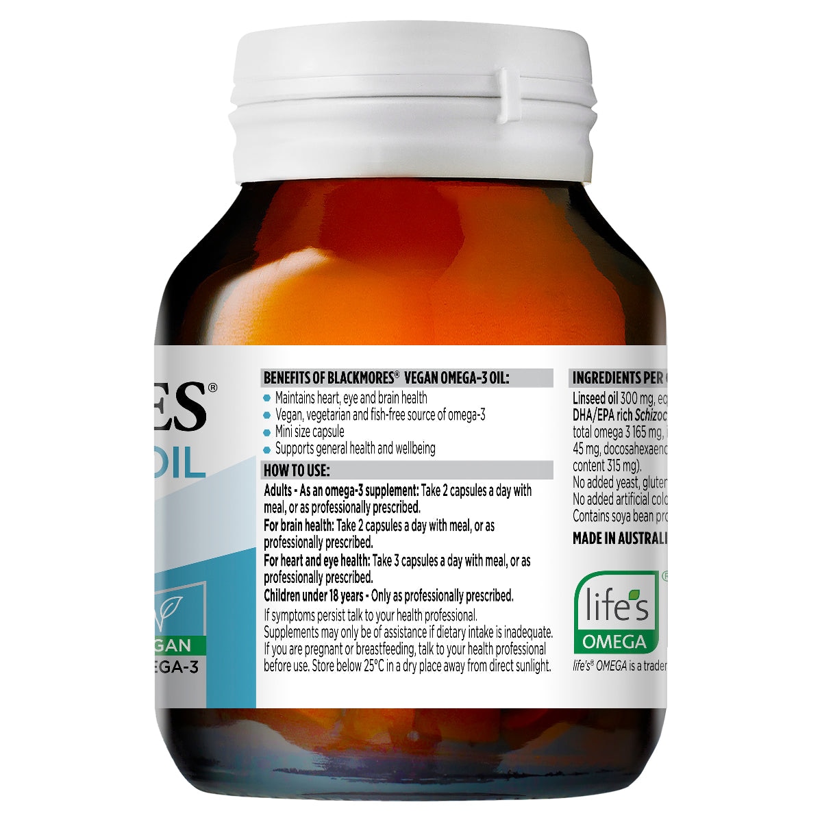 Blackmores Vegan Omega 3 Oil 60 Capsules