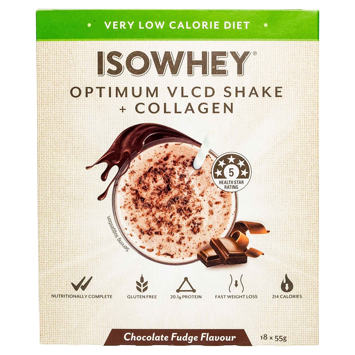 IsoWhey Optimum VLCD Shake Chocolate Fudge 18 x 55g Isowhey