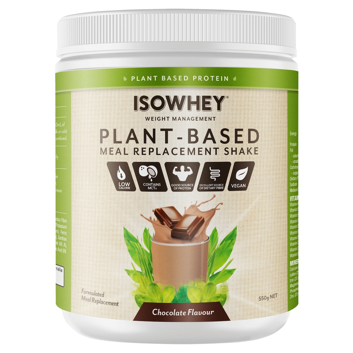 IsoWhey Plant-Based Meal Replacement Shake Chocolate 550g Australia