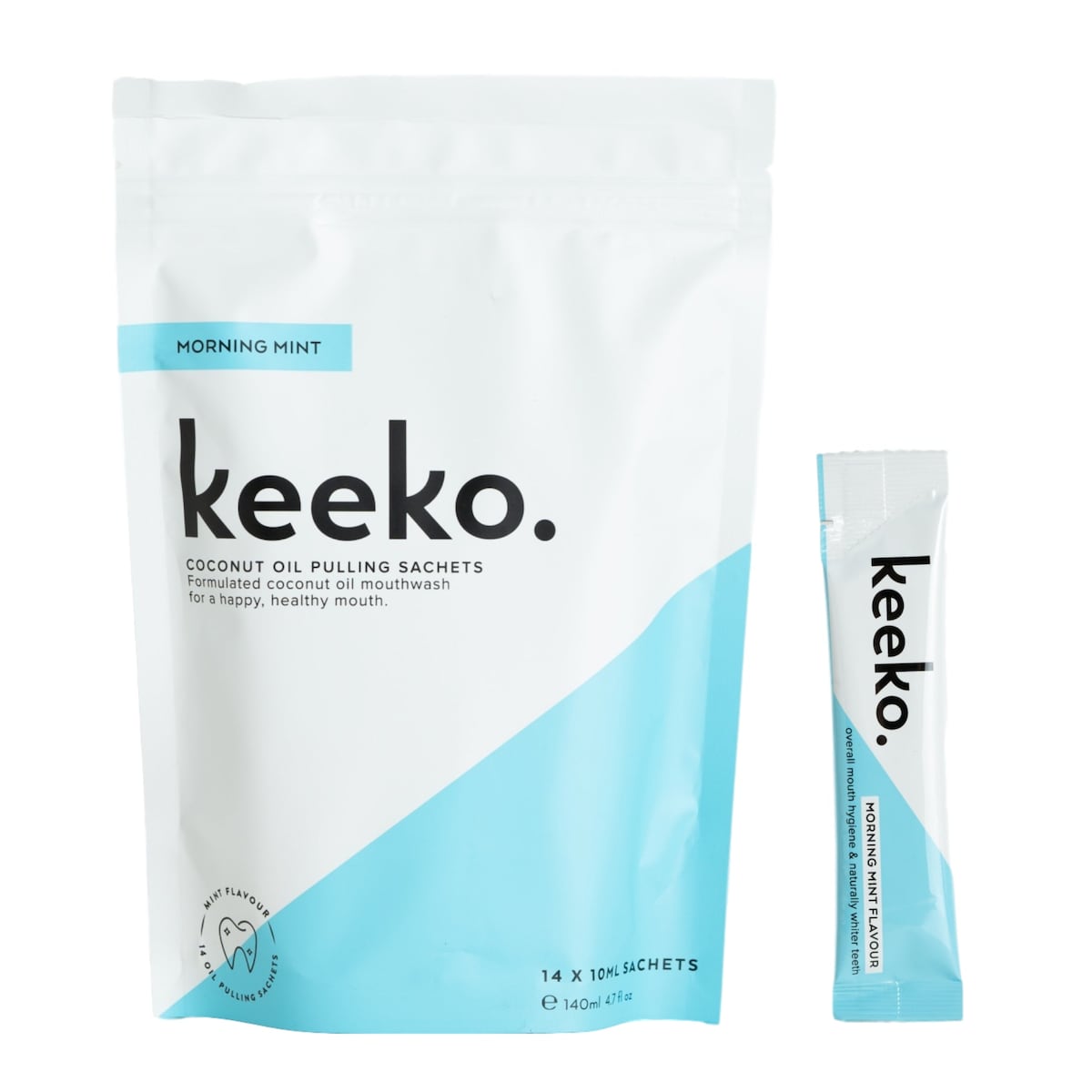Keeko Morning Mint Oil Pulling Sachets 14 x 10ml