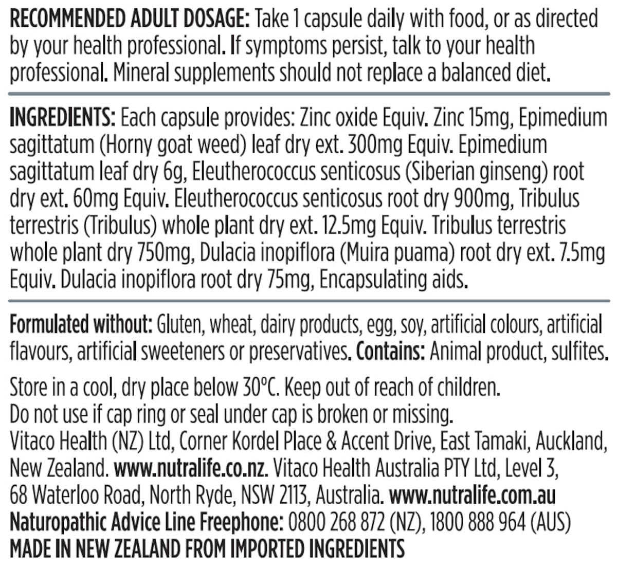 NutraLife Herbal Y Extreme 30 Capsules