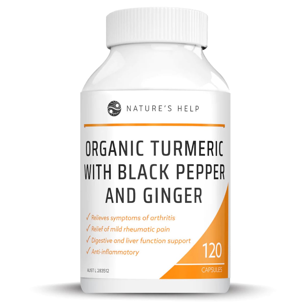 Nature’s Help Organic Turmeric with Black Pepper and Ginger 120 Capsules Nature’s Help