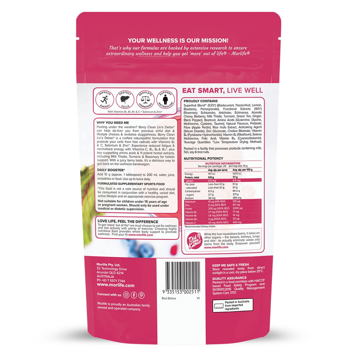 Morlife Berry Clean Liv'A Detox 200g