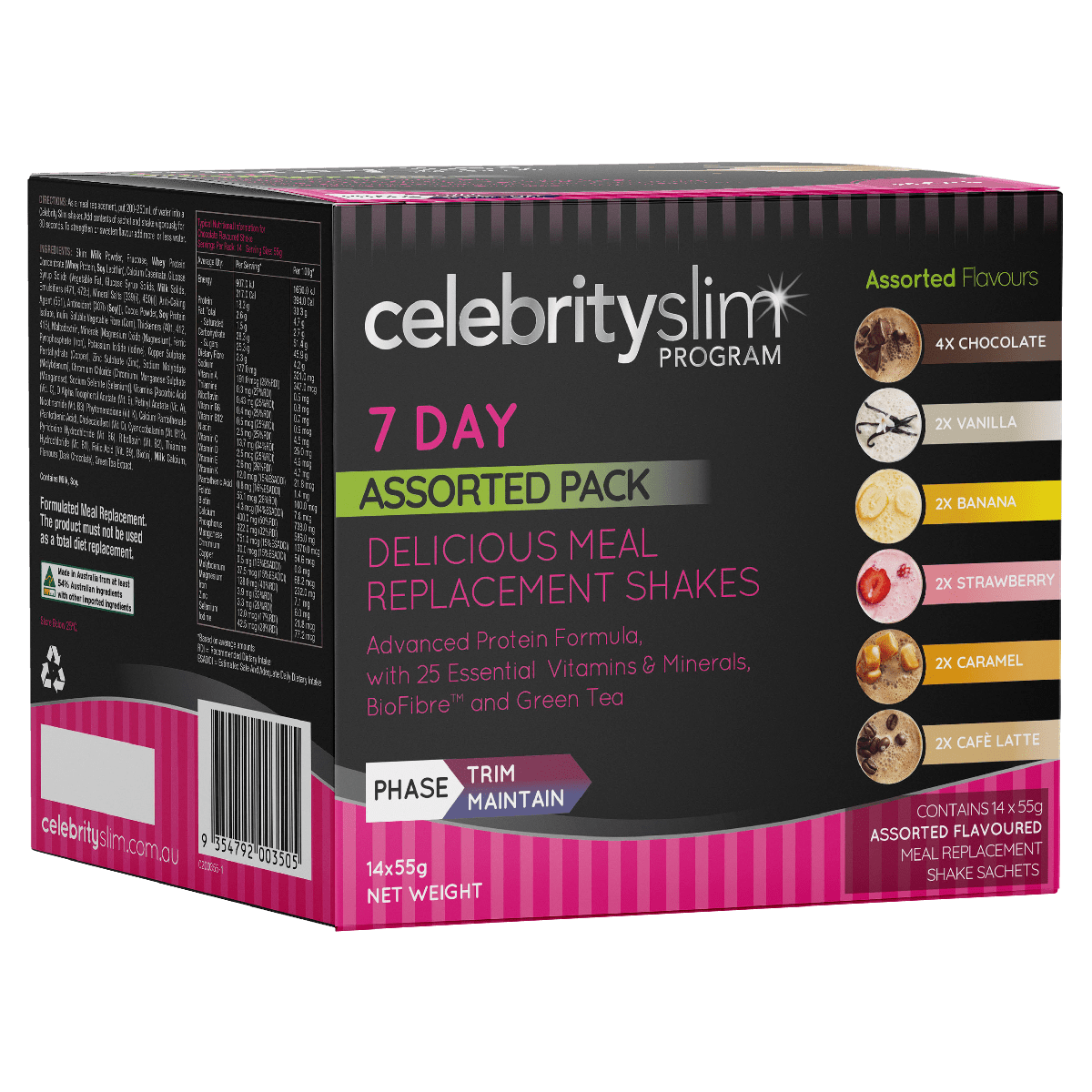 Celebrity Slim 7 Day Assorted Pack Meal Replacement Shakes 14 x 55g