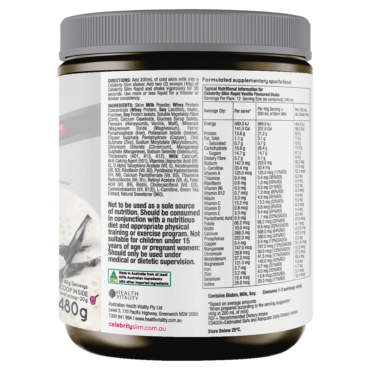 Celebrity Slim Rapid Vanilla Shake 480g