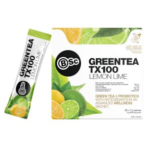BSc Body Science Green Tea TX100 Lemon Lime 60 x 3g