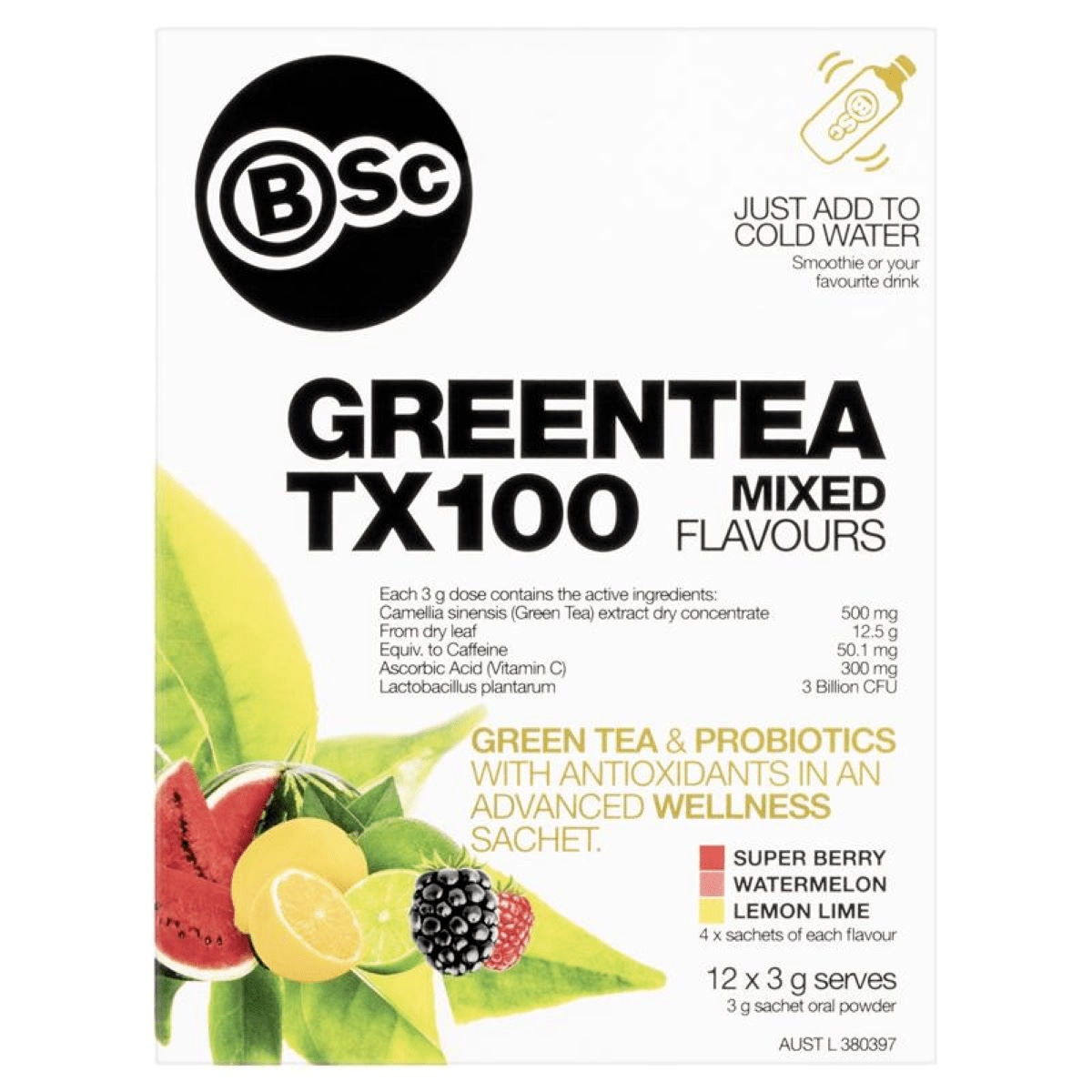 BSc Body Science Green Tea TX100 Mixed 12 x 3g