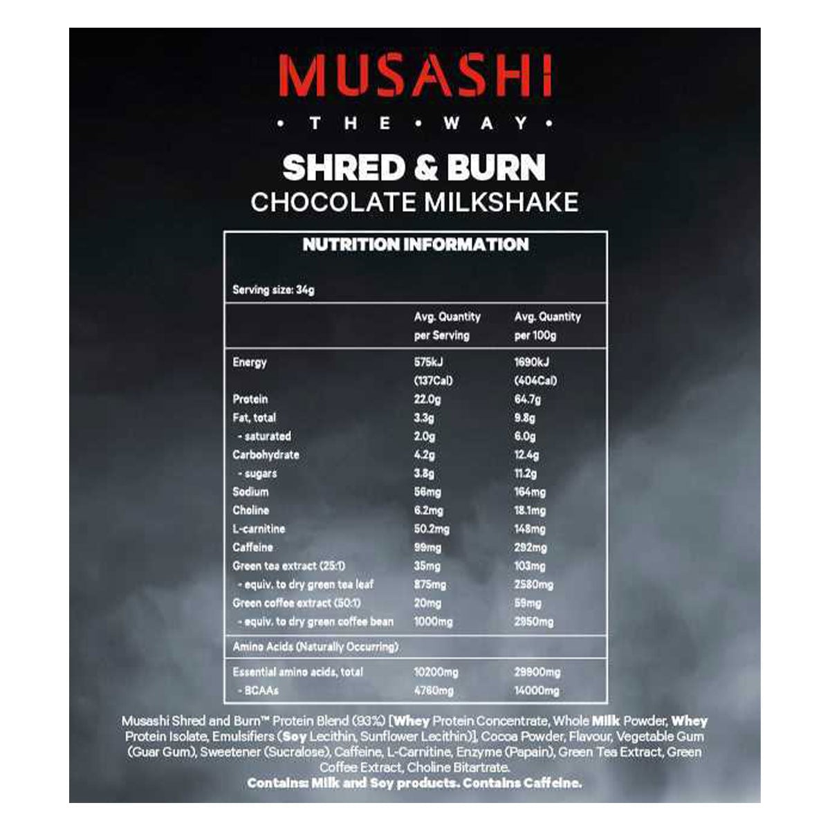 Musashi Shred & Burn Protein Chocolate Milkshake 2kg