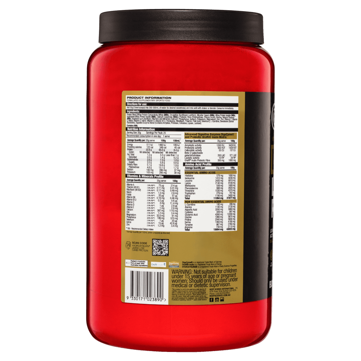 BSc Body Science HydroxyBurn Lean5 Low Carb Protein Powder Vanilla 900g