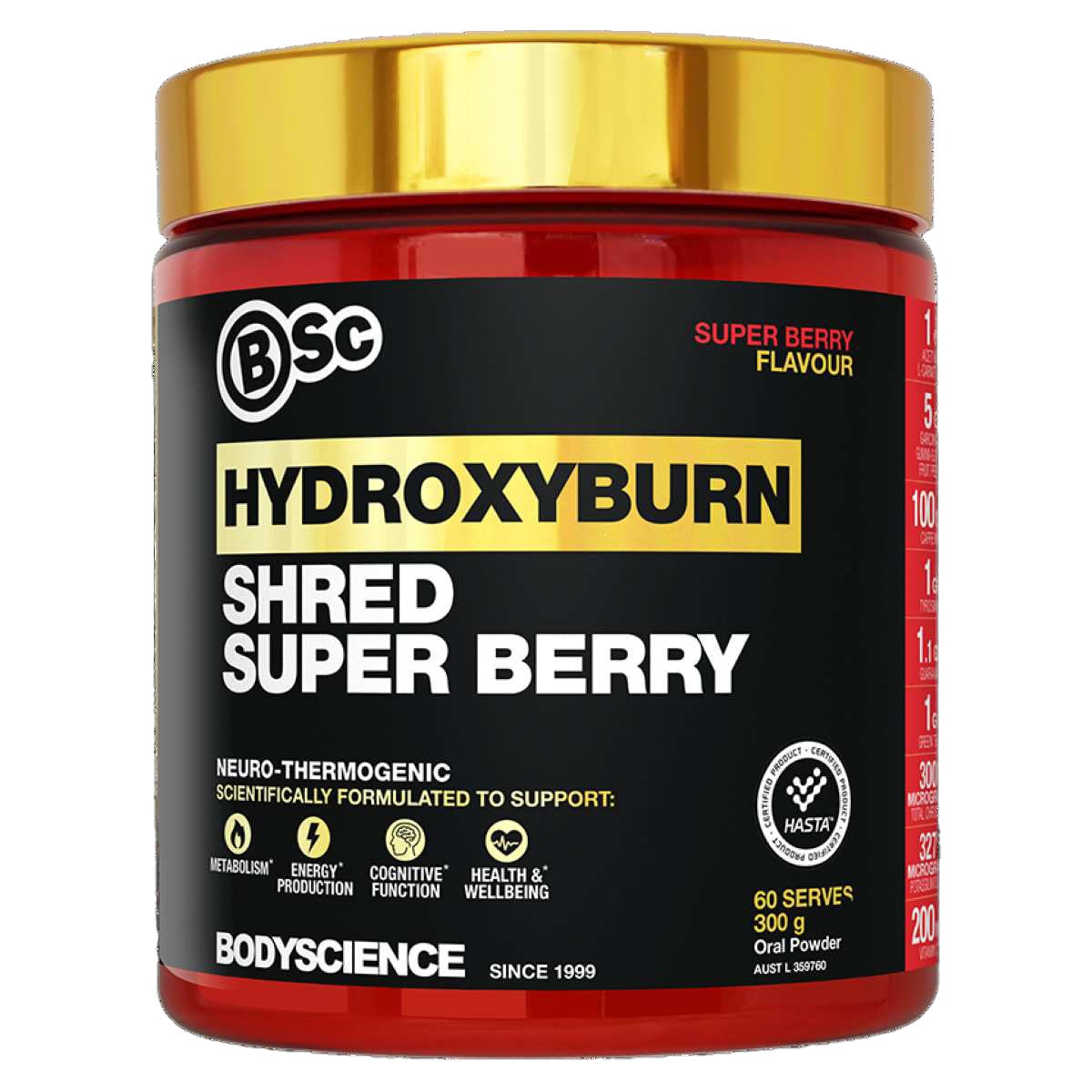 BSc Body Science HydroxyBurn Shred Super Berry 300g Australia