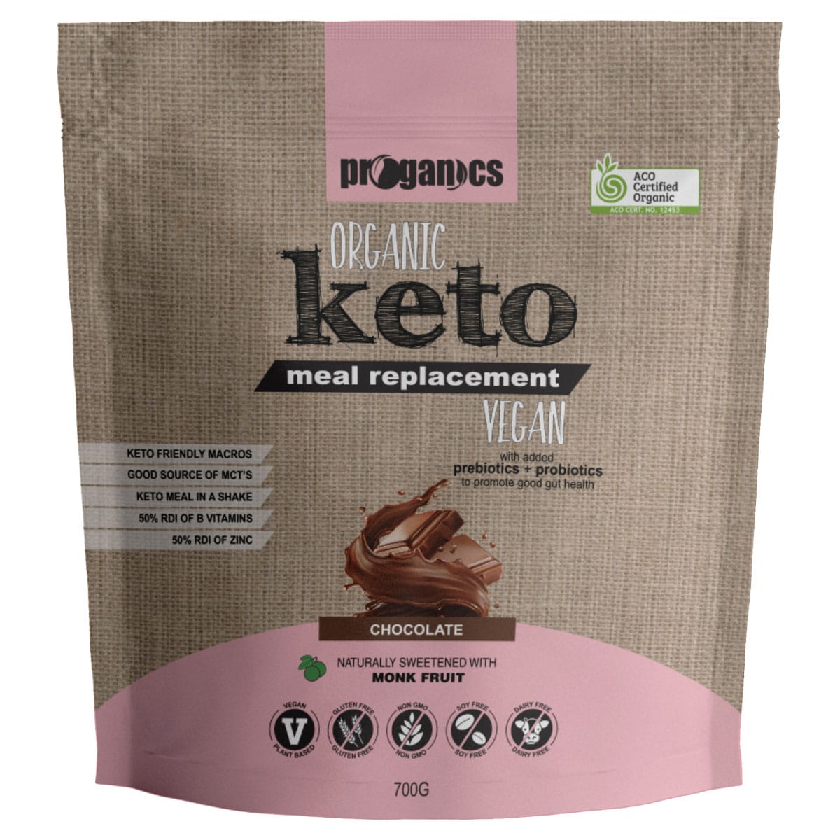 Proganics Organic Keto Meal Replacement Chocolate 700g Australia