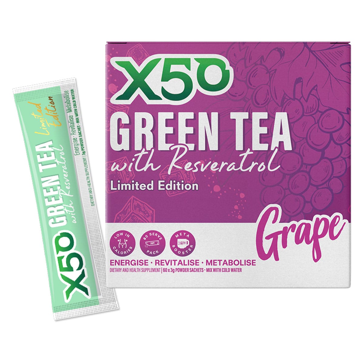 Green Tea X50 Grape 60 Sachets Australia