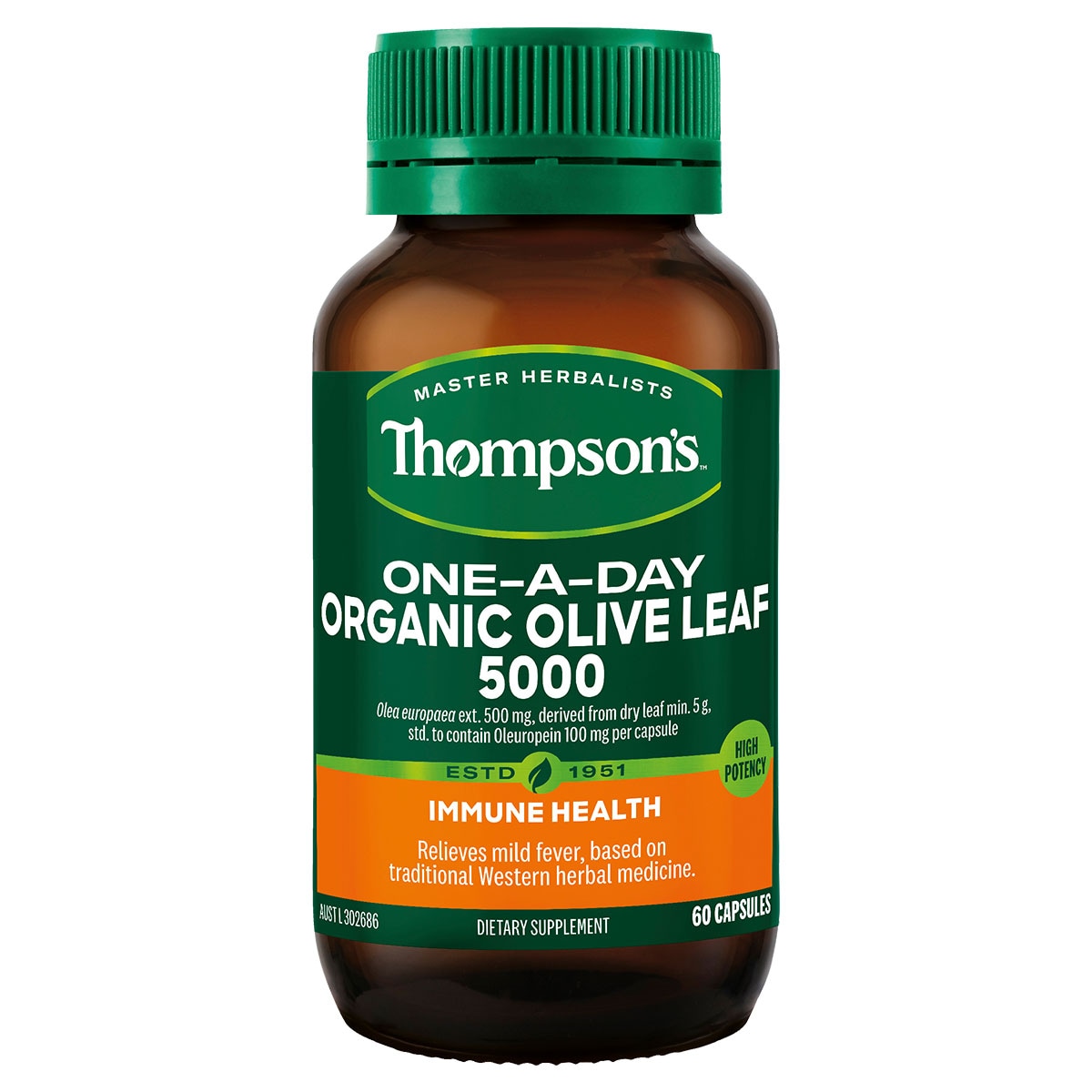 Thompsons One a Day Organic Olive Leaf 60 Capsules