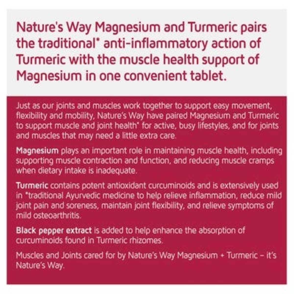 Natures Way Magnesium + Turmeric 150 Tablets