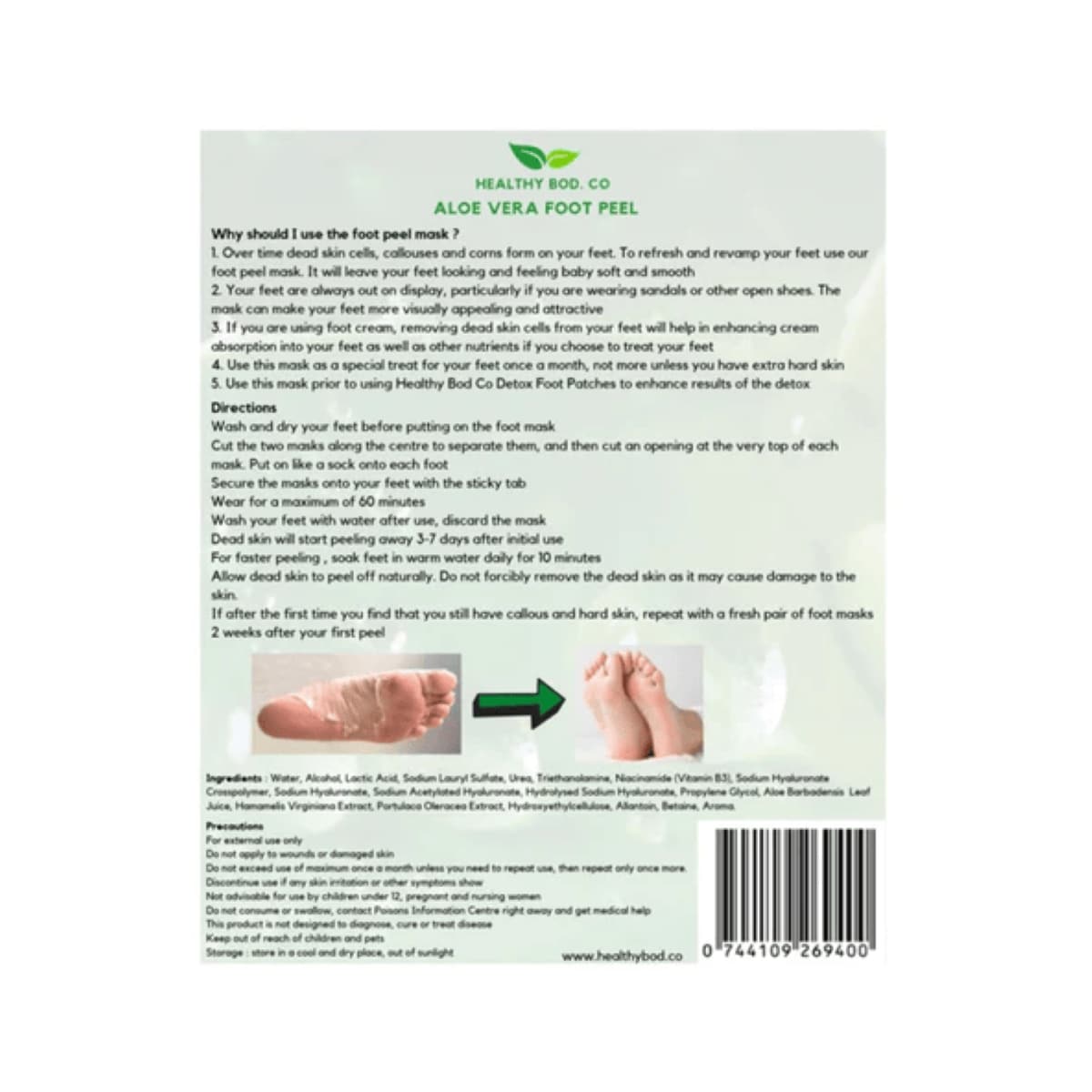 Healthy Bod Co Aloe Vera Foot Peel 1 Pack
