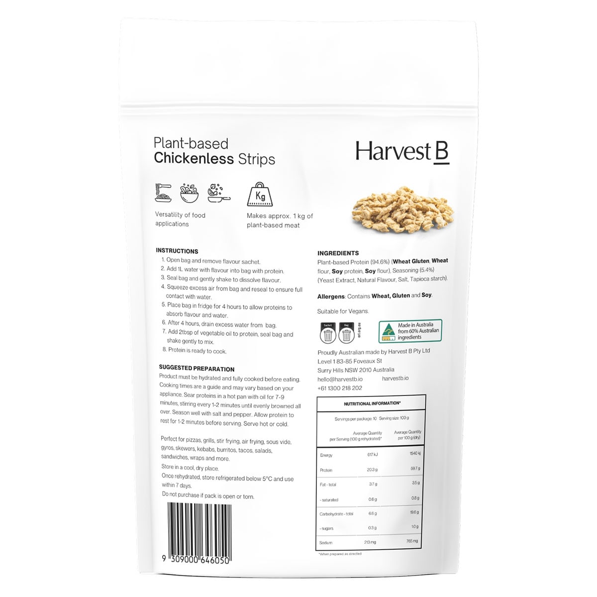Harvest B Plant Based Dry Chickenless Strips 350g
