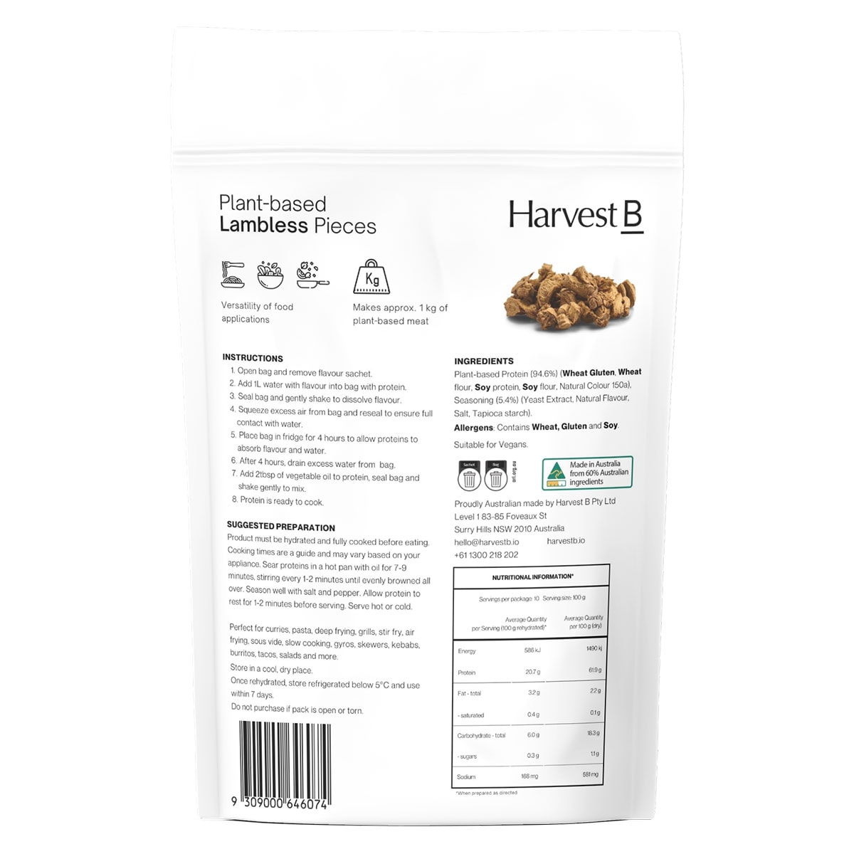 Harvest B Plant Based Dry Lambless Pieces 350g