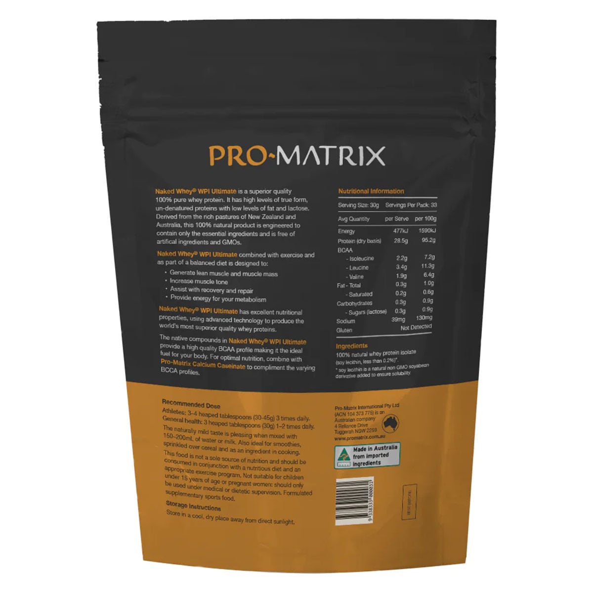 Pro Matrix Naked Whey Protein Isolate Unflavoured 1Kg