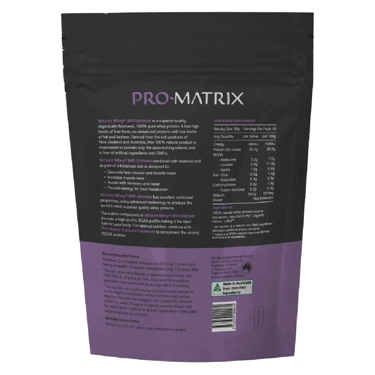 Pro Matrix Naked Whey Protein Isolate Chocolate 1Kg