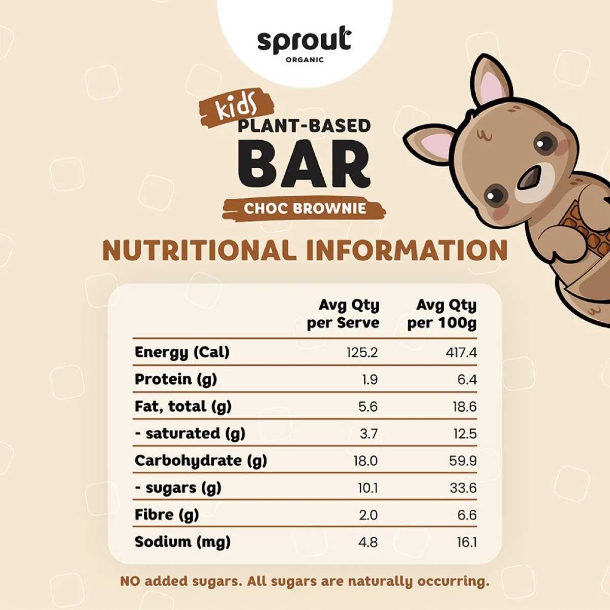 Sprout Kids Plant Based Bar - Choc Brownie 12 x 30g
