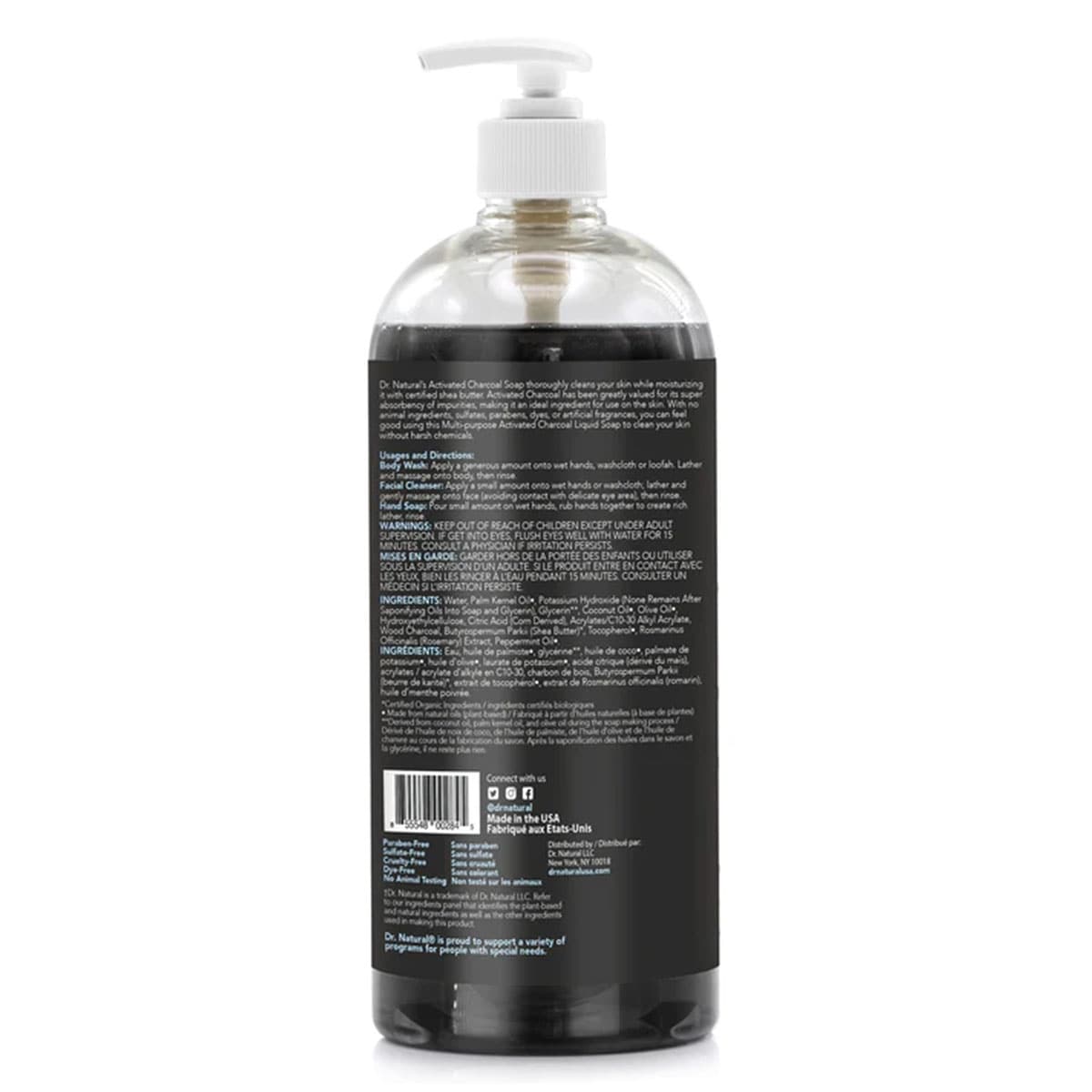 Dr Natural Charcoal Liquid Soap Mint 946ml