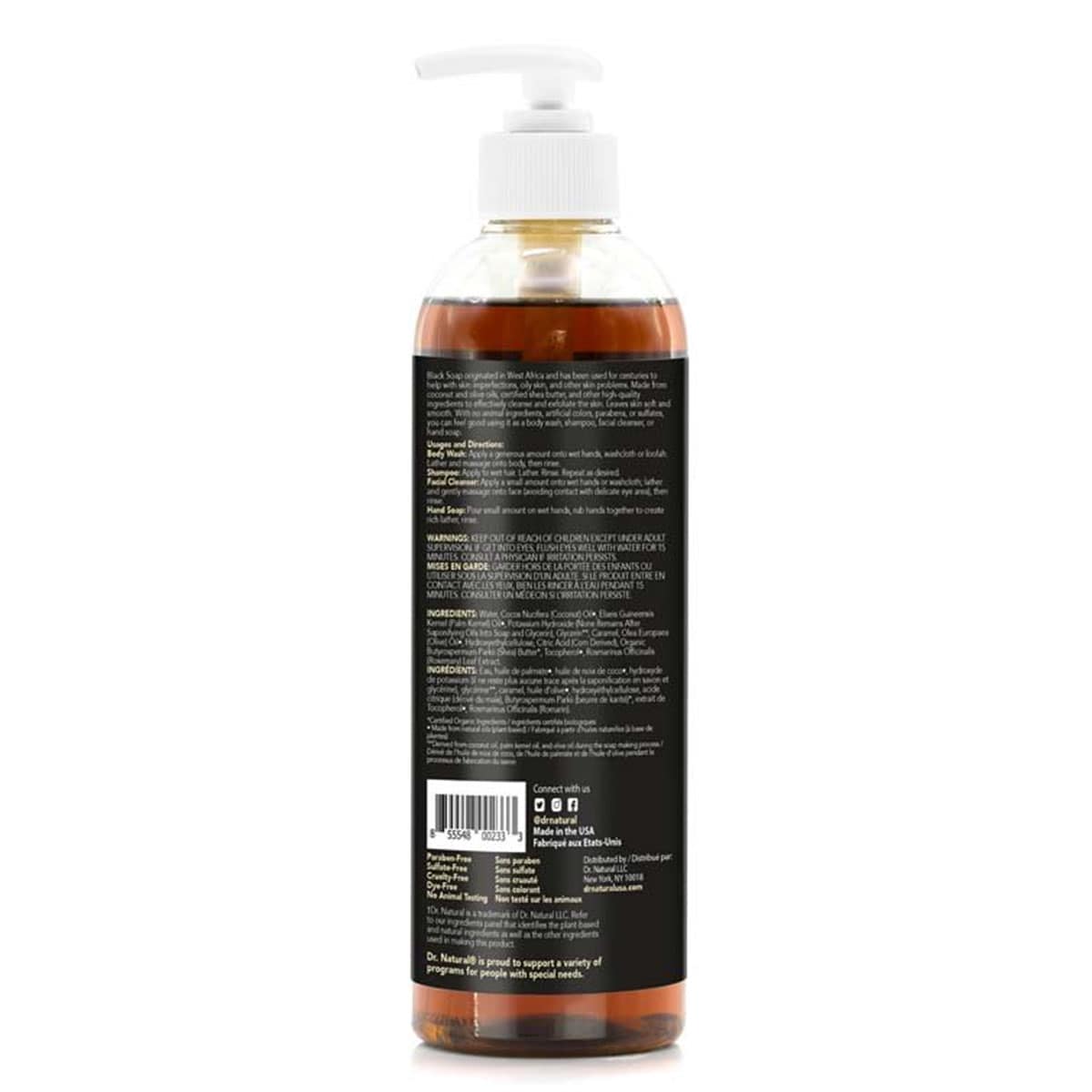 Dr. Natural Pure Black Liquid Soap 473ml