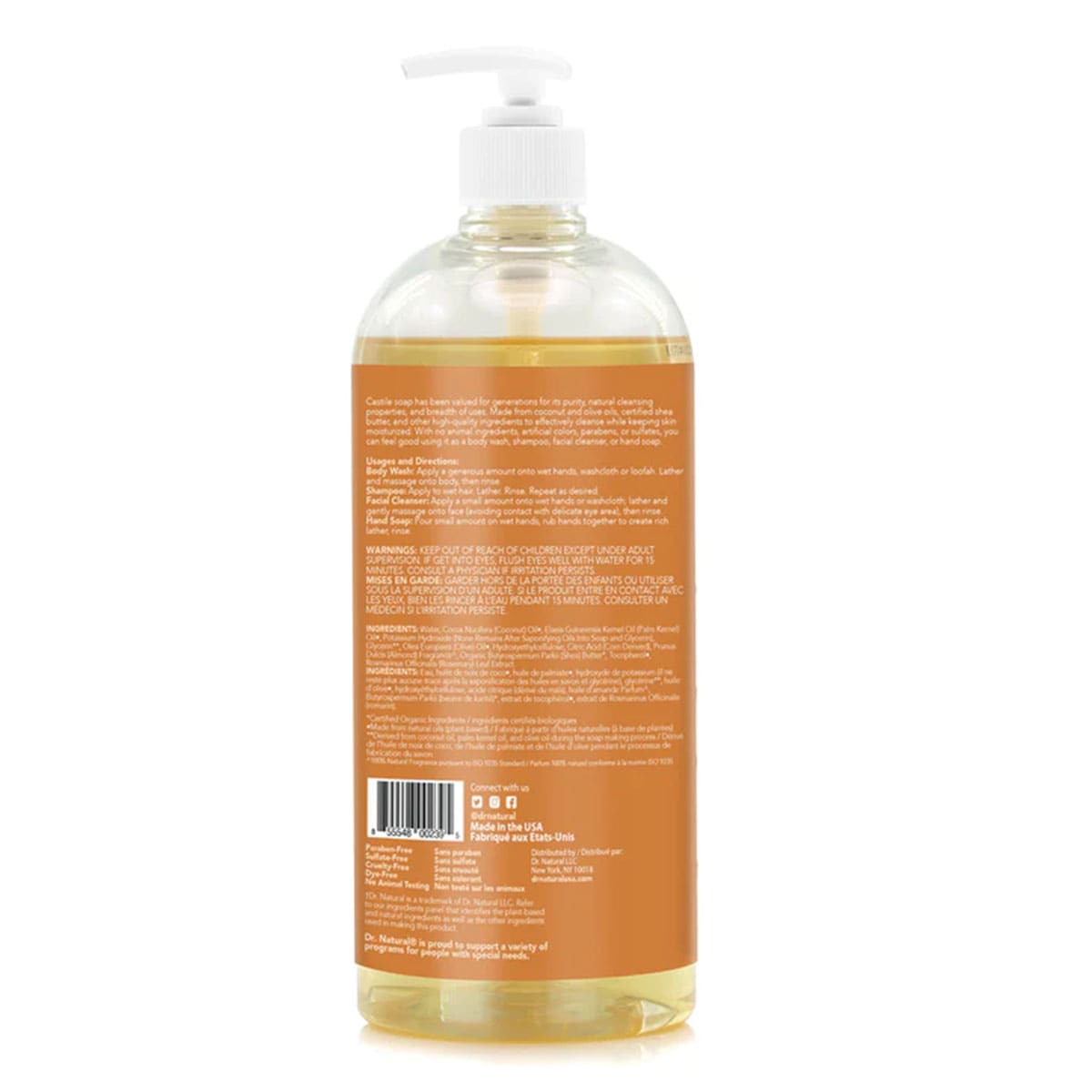 Dr. Natural Castile Liquid Soap Almond 473ml