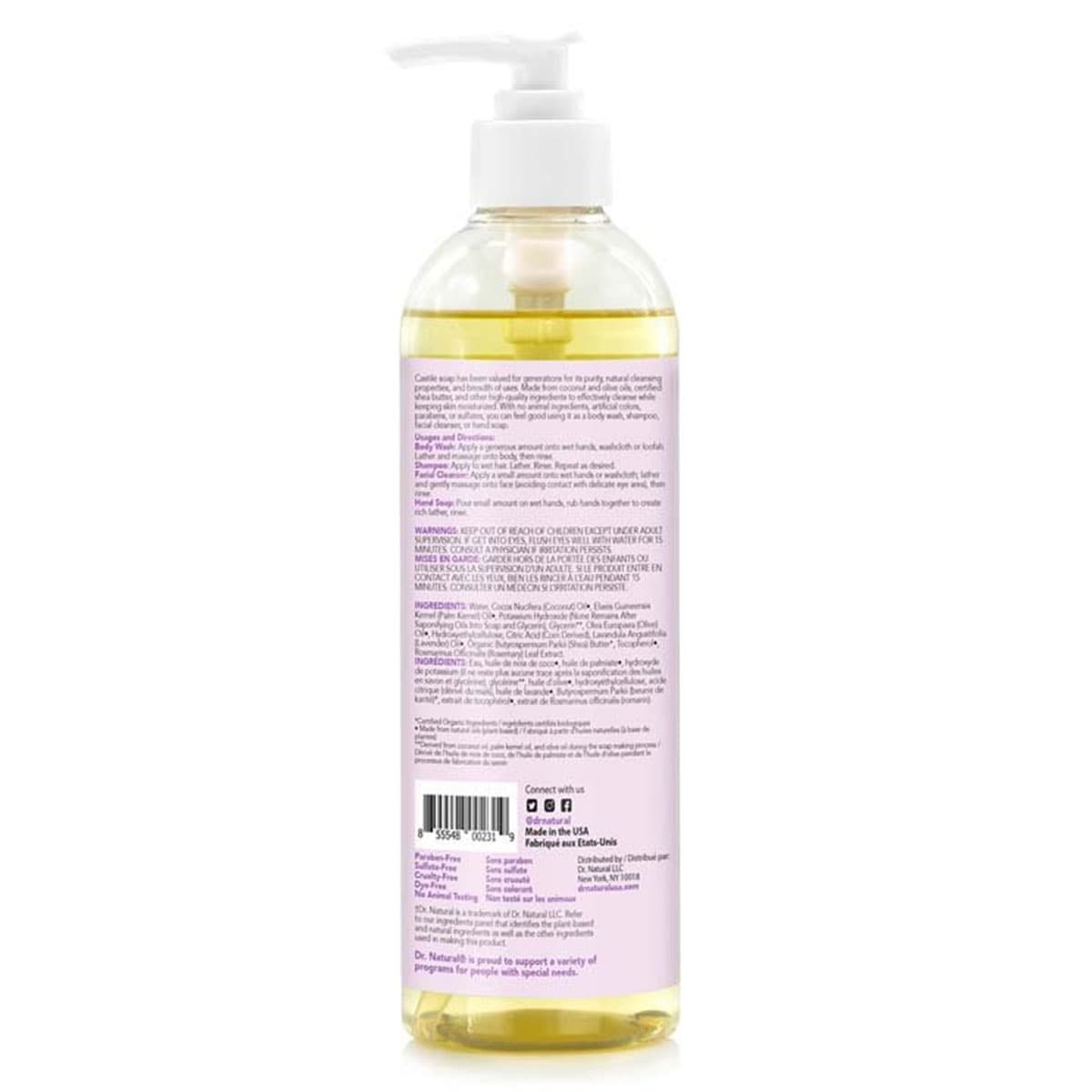 Dr. Natural Castile Liquid Soap Lavender 473ml