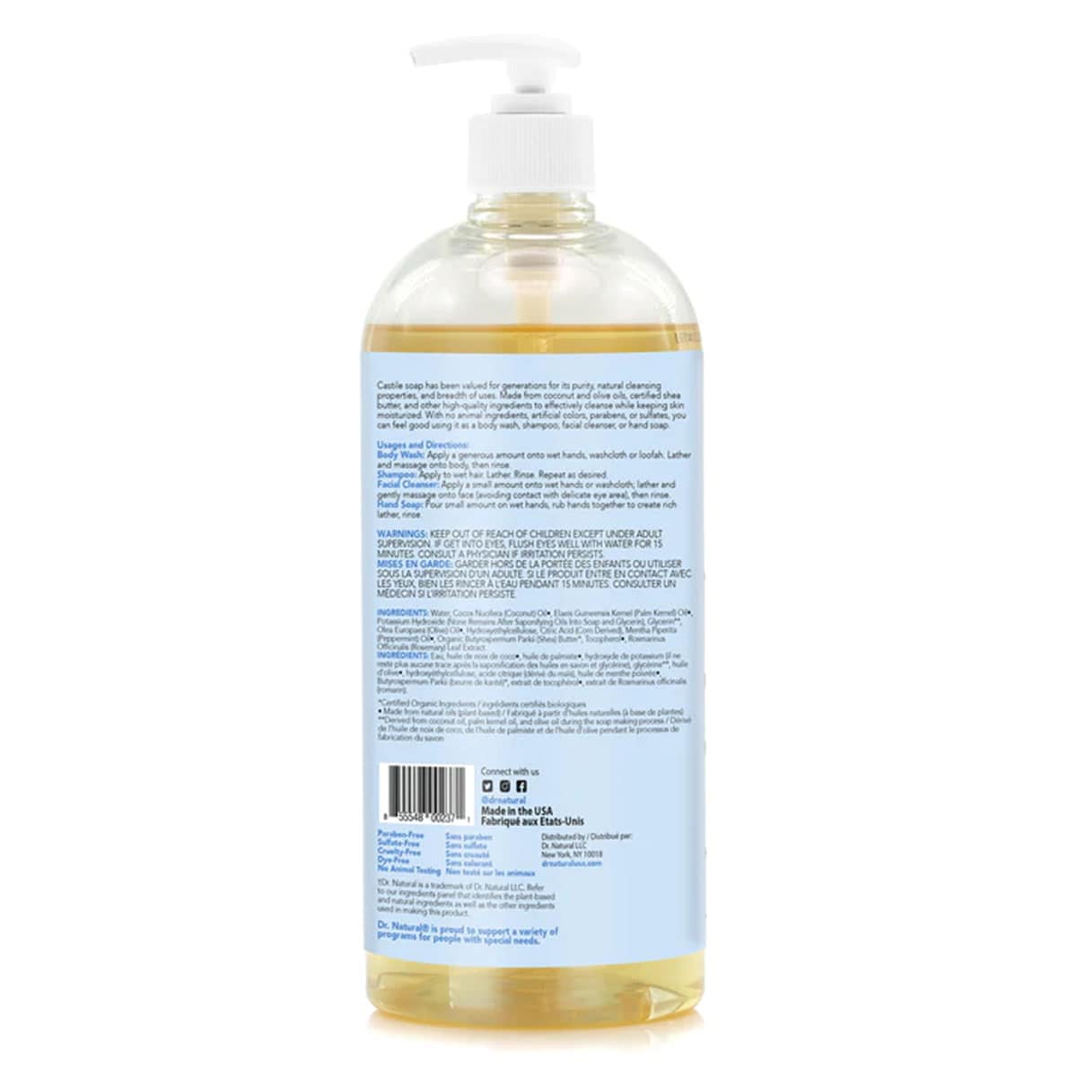 Dr. Natural Castile Liquid Soap Peppermint 473ml