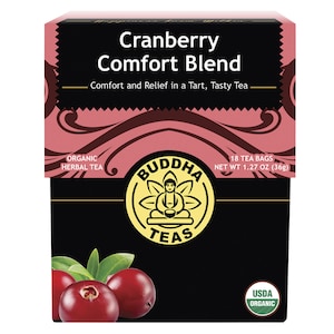 Buddha Teas Organic Herbal Tea Bags Cranberry Comfort Blend 18 Pack