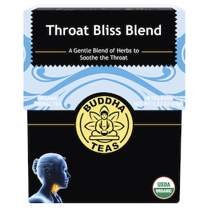 Buddha Teas Organic Herbal Tea Bags Throat Bliss Blend 18 Pack