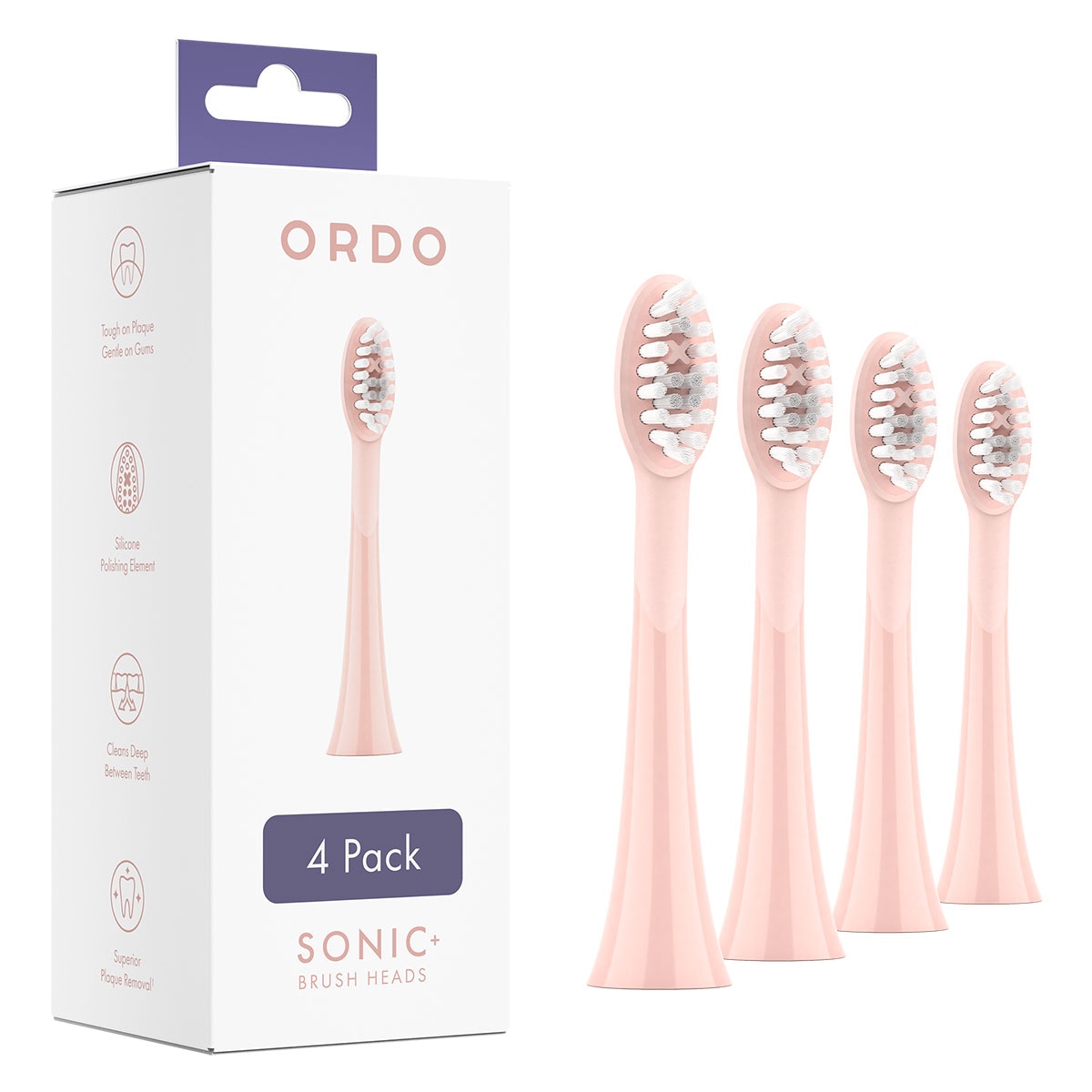 Ordo Sonic+ Electric Brush Heads Rose Gold 4 Pack