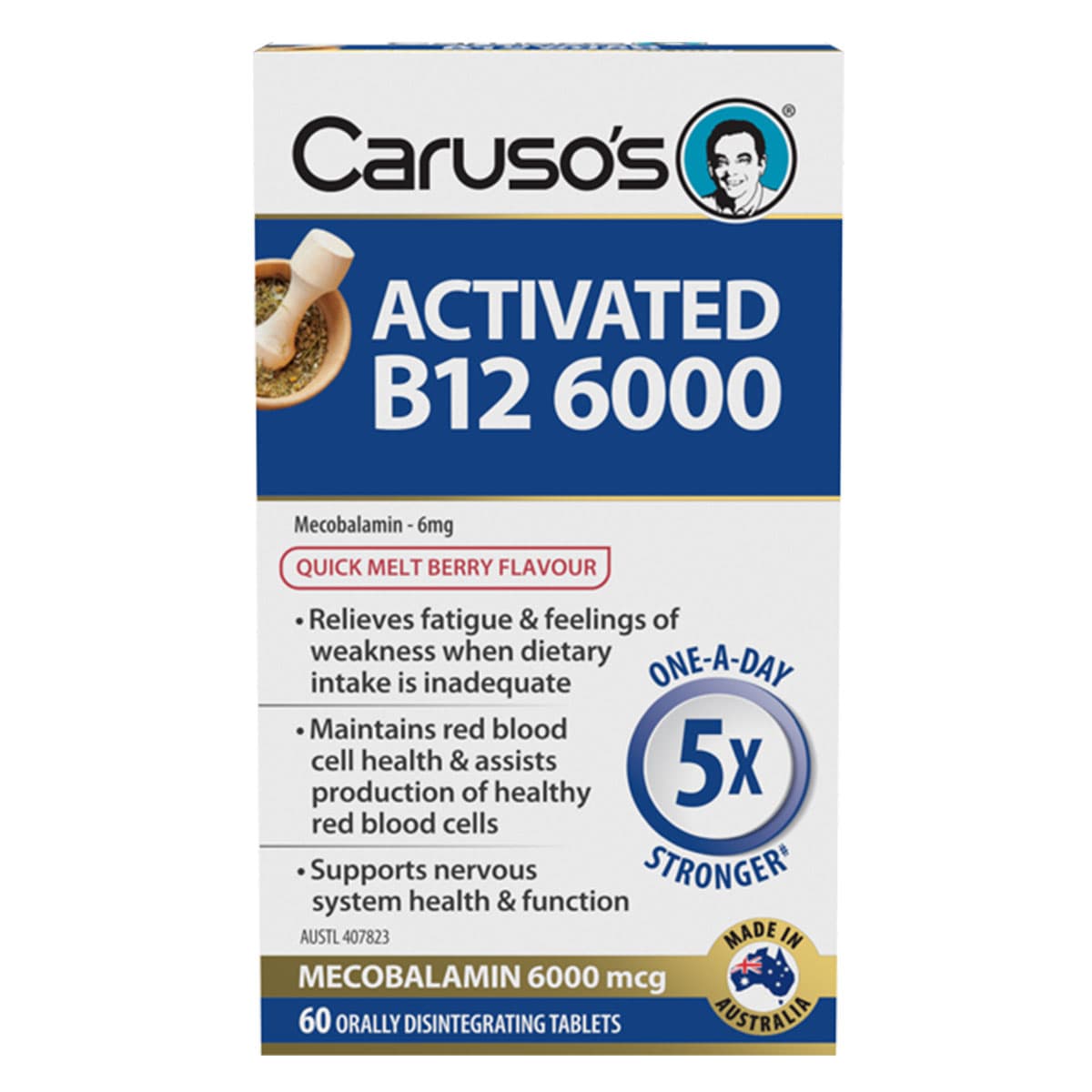 Carusos Activated B12 6000 60 Tablets Australia