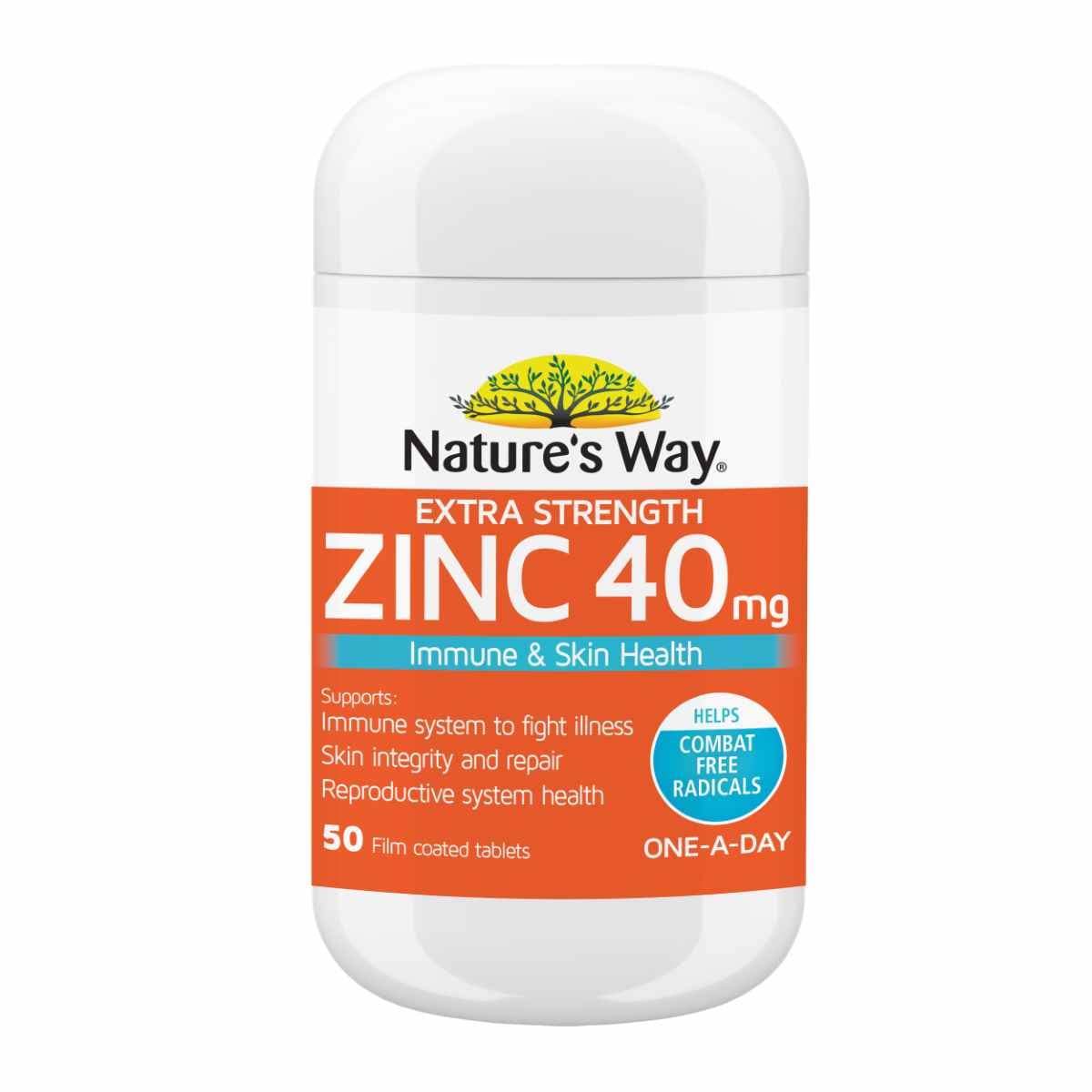 Natures Way Extra Strength Zinc 40Mg 50 Tablets